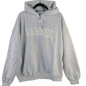 NWT Garage Ultra Fleece Hoodie Sz L/XL Spring Grey Mix Embroidered Logo